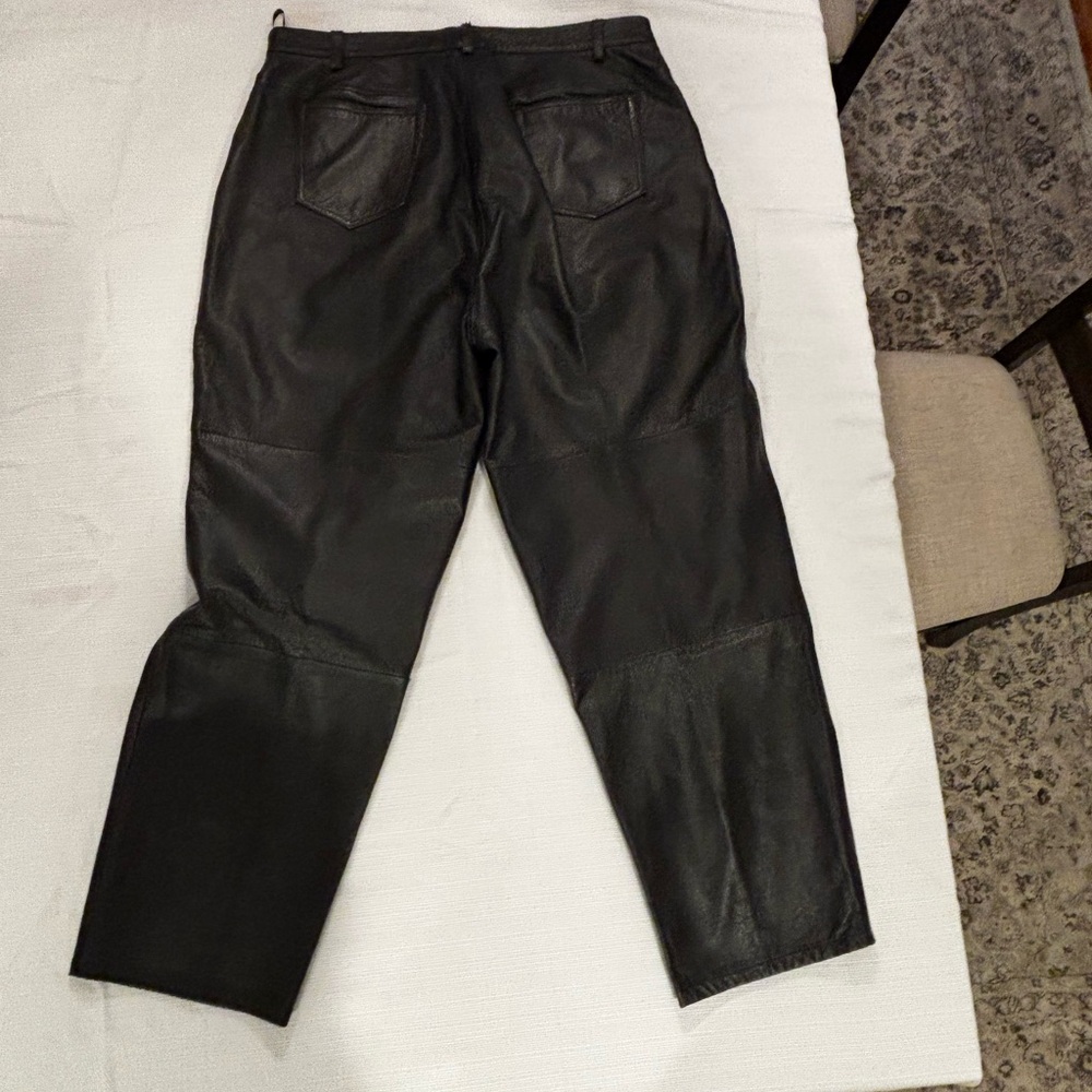Sleek Black Leather Straight Leg Pants